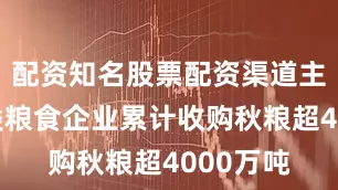 配资知名股票配资渠道主产区各类粮食企业累计收购秋粮超4000万吨