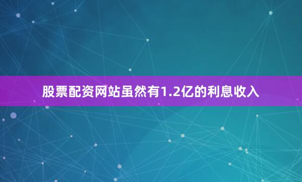 股票配资网站虽然有1.2亿的利息收入